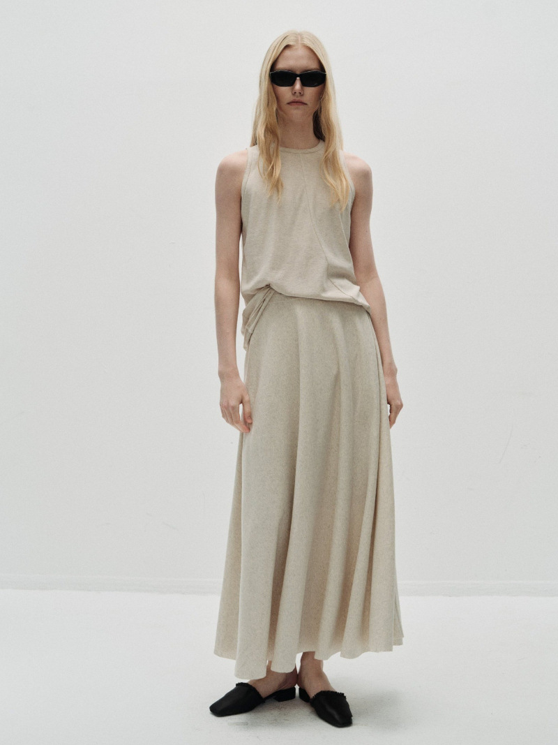Longmei Elastic Waist Pure Cotton Large Hem Skirt 2026 Spring and Summer New Vkc Style Simple Loose High-Waisted A-Line Skirt