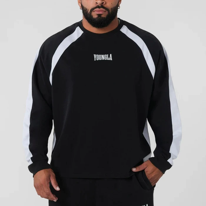 YOONGLA American autumn and winter new sports fitness digital splicing long sleeved men's running casual top T-shirt base