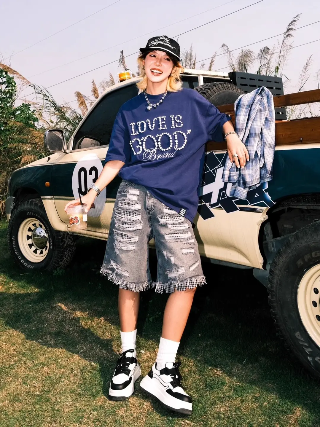 [Pearls Bring Good Luck] Goodbrand Love Is Good Pearl Slogan Short Sleeves T-Shirt Couple Same Style