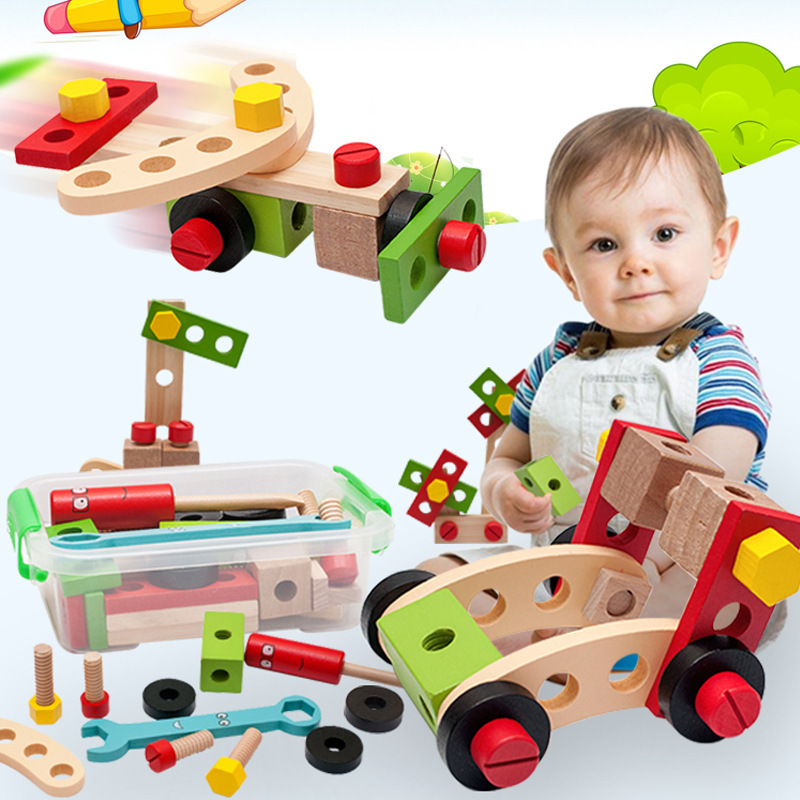 New Wooden Multifunctional Nut Tool Disassembly and Assembly of Early Education Educational Assembly Building Blocks for Boys and Girls 3-6 Years Old Toys