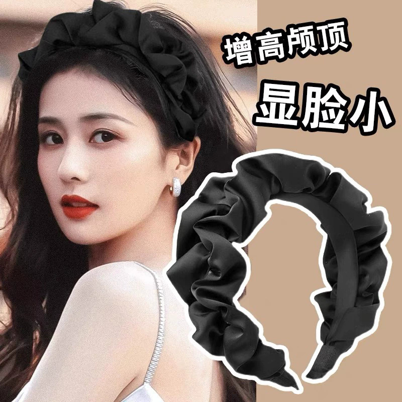 White Deer Style Height-Increasing Ruched Headband for Women, Autumn and Winter Hair Clip That Makes the Face Look Smaller, Face-Washing Headband, 2026 New Model