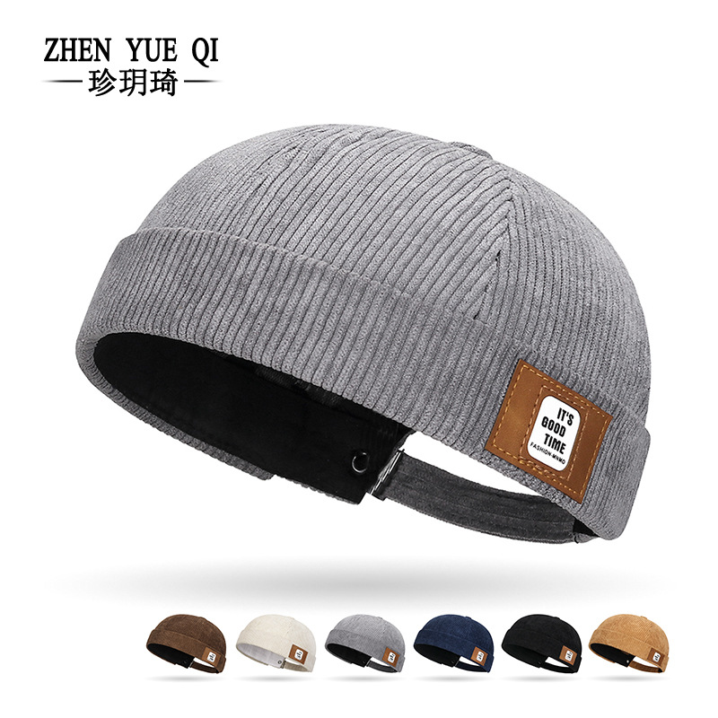 Zhenyueqi Spring and Autumn New Letter Corduroy Floor Hat Trendy Street Motorcycle Style Yuppie All-match Tang Hat Cross-border