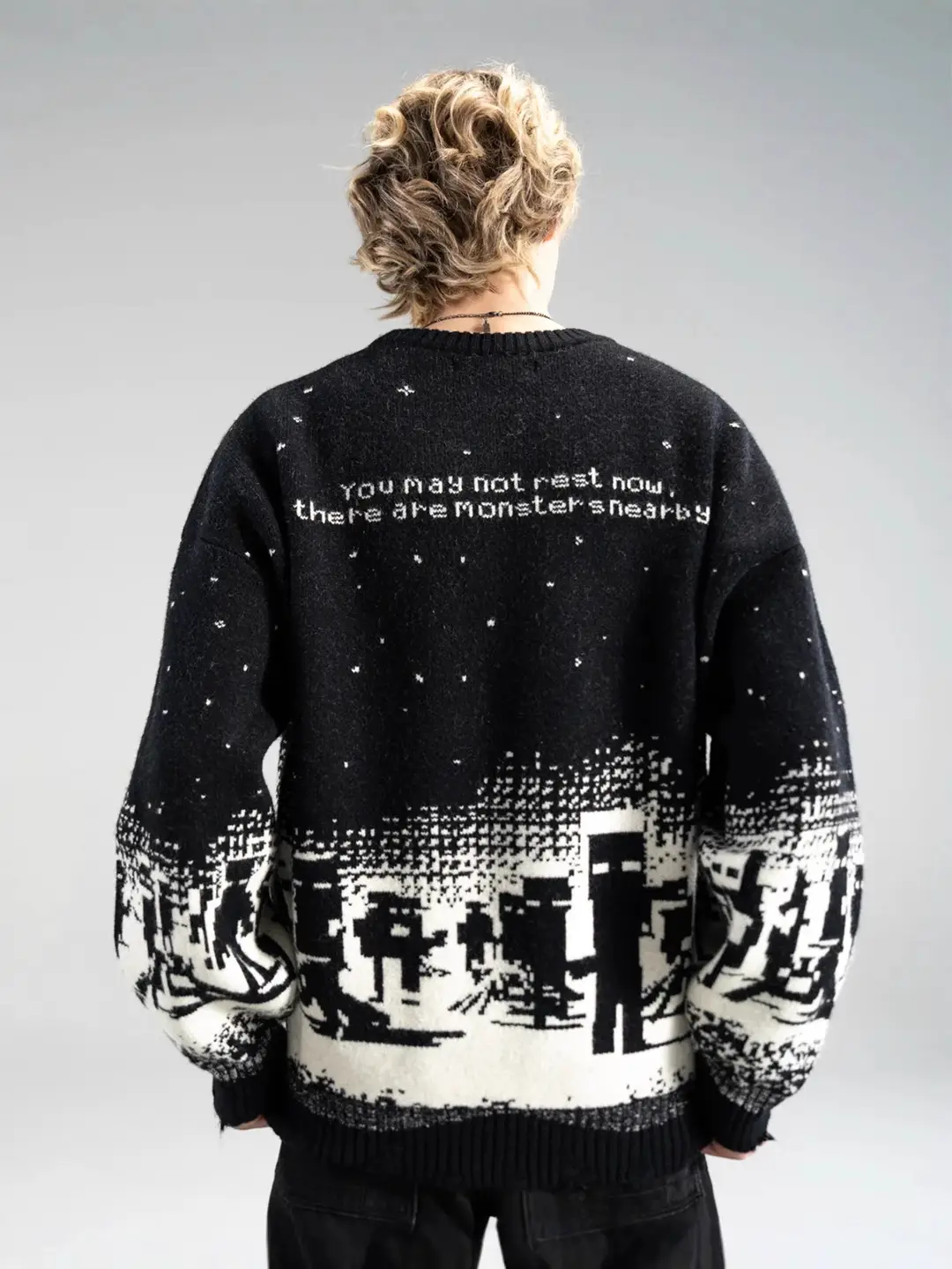 Independent Station European and American Trendy Brand Winter New Personalized Printed Knitted Sweaters for Men and Women Street Trendy Round Neck Sweaters