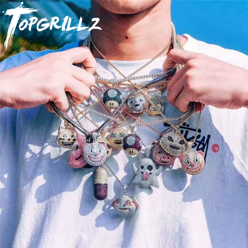 European and American ins Internet Celebrity 69-Style Emjoy Emoticon Hip-Hop Pendant Purple Devil Animal Colorful Zircon Necklace Foto QC de TAOBAO na Qualit.ly