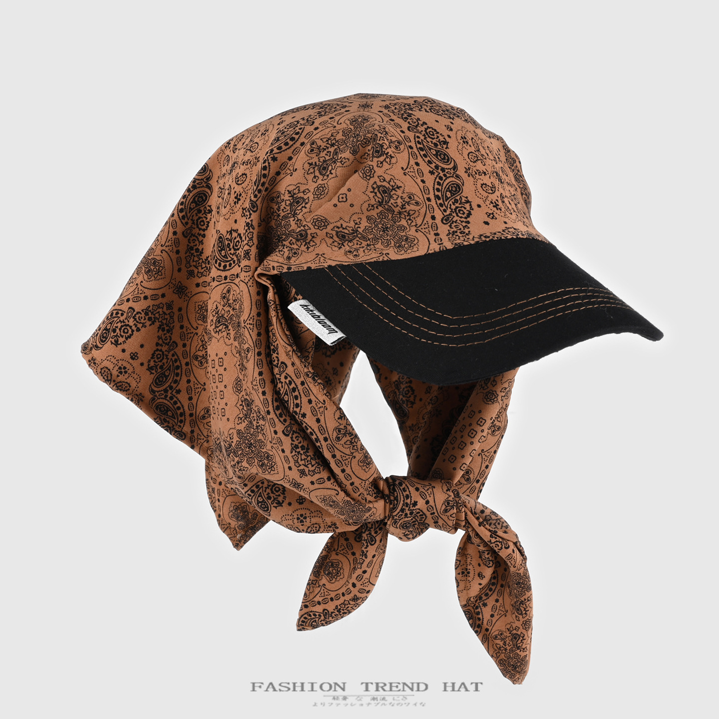 Retro Patterned Headscarf Hat for Women, Summer Thin Sunshade Sun Protection Baseball Cap with Hip-Hop Style Tie-Up Design