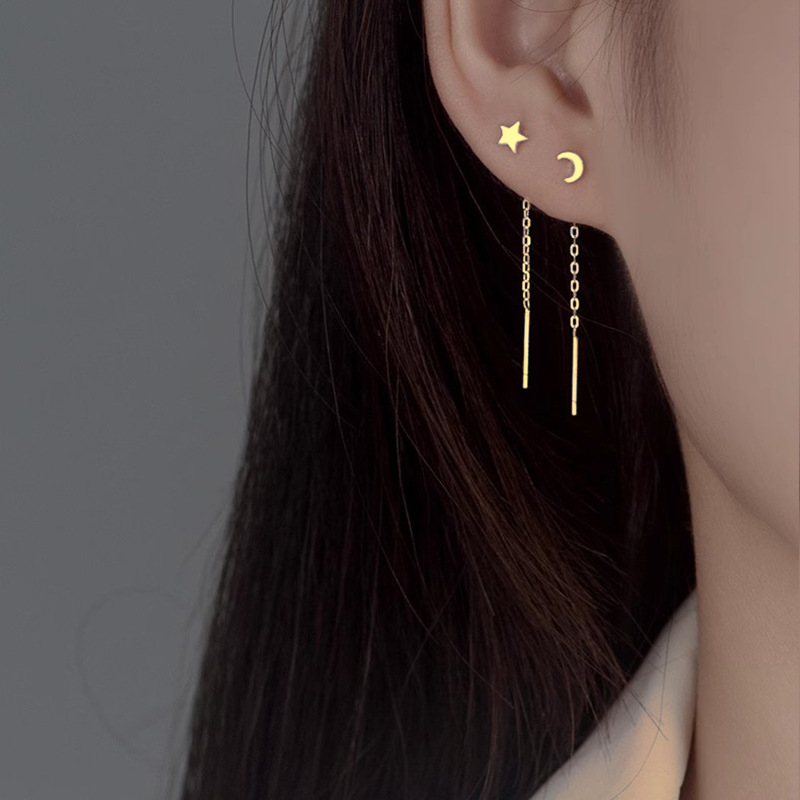 S925 Silver Needle Ear Wire Earrings for Women 2025 Summer Niche Tassel Elegant Short Ear Chain Earrings Wholesale Light Luxury Style