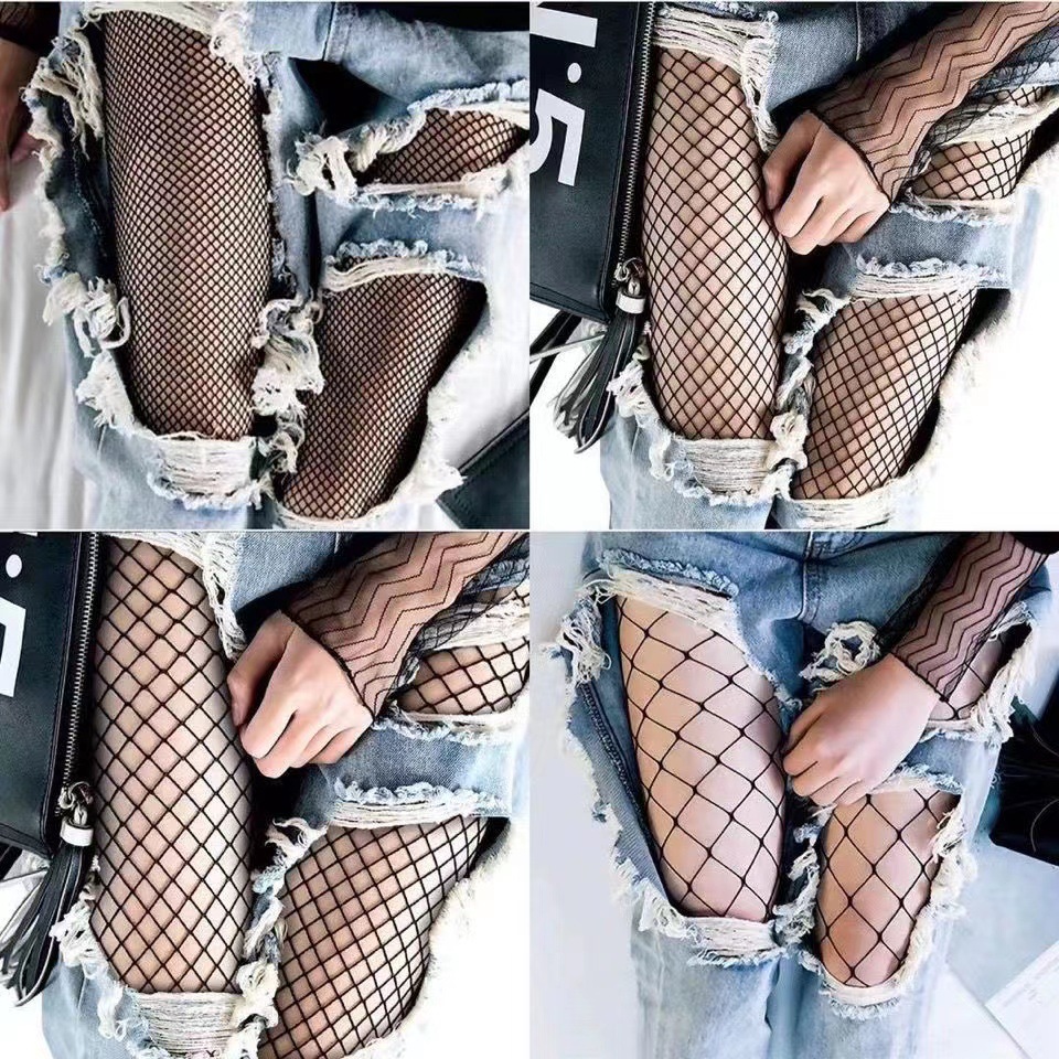 Jeans Hollow Fishnet Stockings Summer Thin JK Popular Black Silk Anti-hook Silk Women's Uniform Korean-style All-match Pantyhose