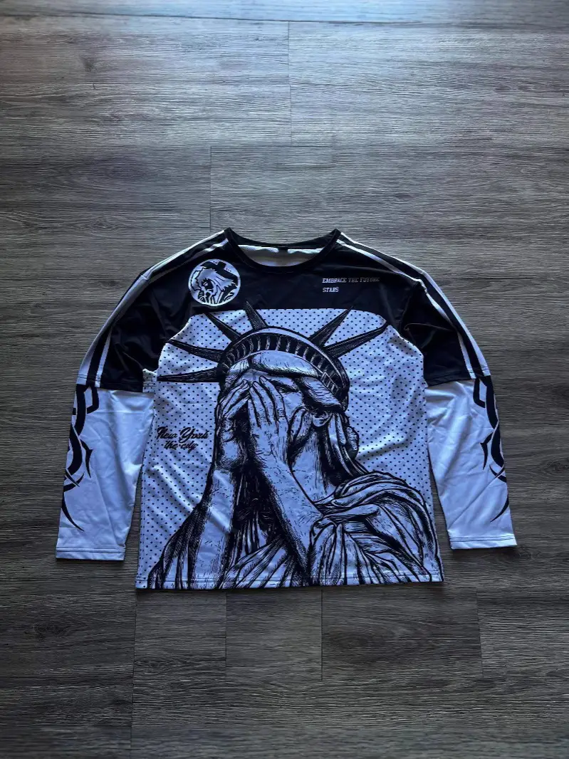 European and American Cross-Border Soul Redemption Men's and Women's Summer Digital Printing Pattern Design Versatile Fake 2-Piece Pullover Top