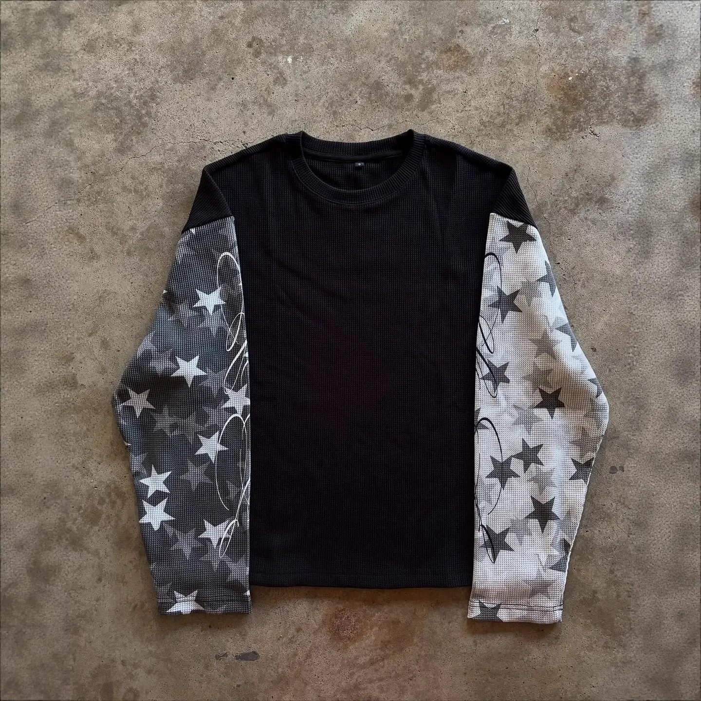 European and American Ins Cross-Border Personalized Camouflage Printed Round Neck Sweatshirt Long-Sleeved Pullover T-Shirt Bottoming Shirt Retro Wear Y2K