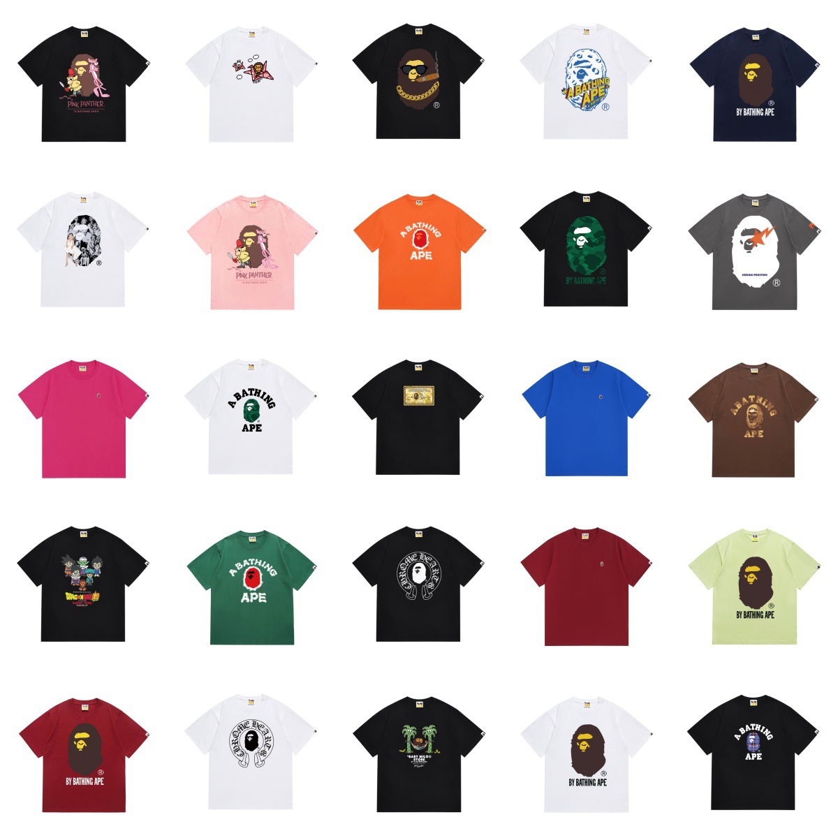 Classic Street Style Unisex Ape Head Sanskrit Print Casual Loose Round Neck Short Sleeve T-Shirt Cross-Border Wholesale