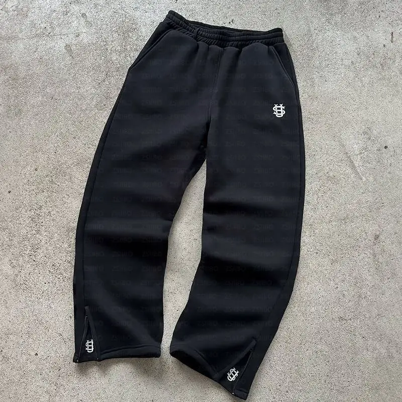 European and American Amazon 2025 Spring Small Logo Embroidered Men and Women Couple Street Casual Pants Loose Y2K Rap