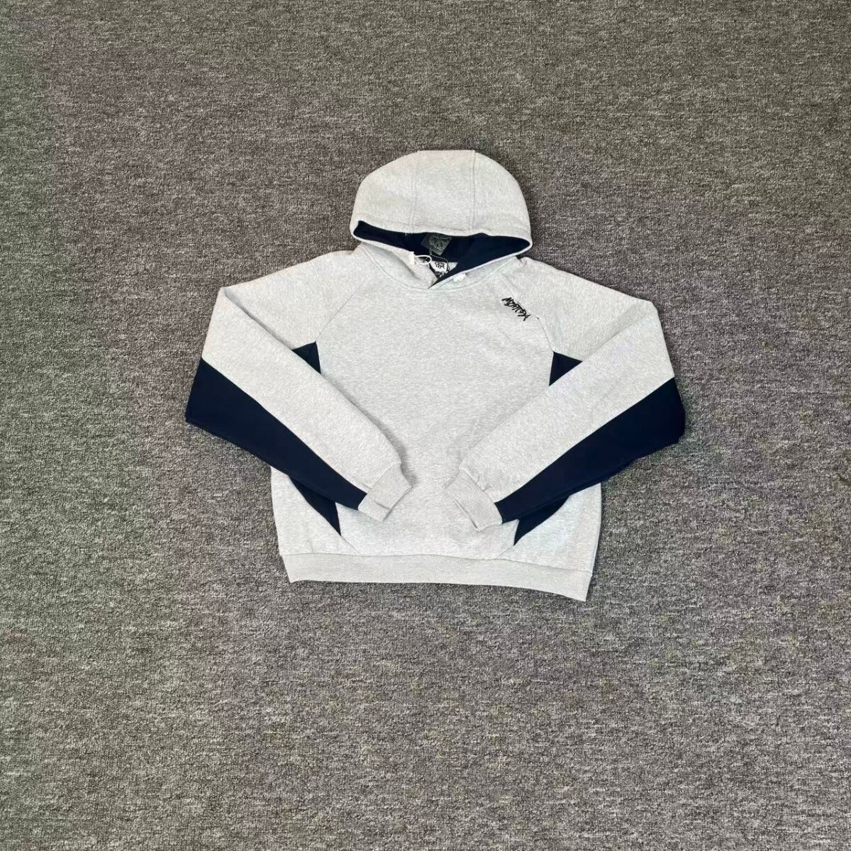 Mertra Patchwork Embroidered Fleece Casual Set Unisex Hooded Pullover Sweatshirt Loose Straight Casual Pants Trendy