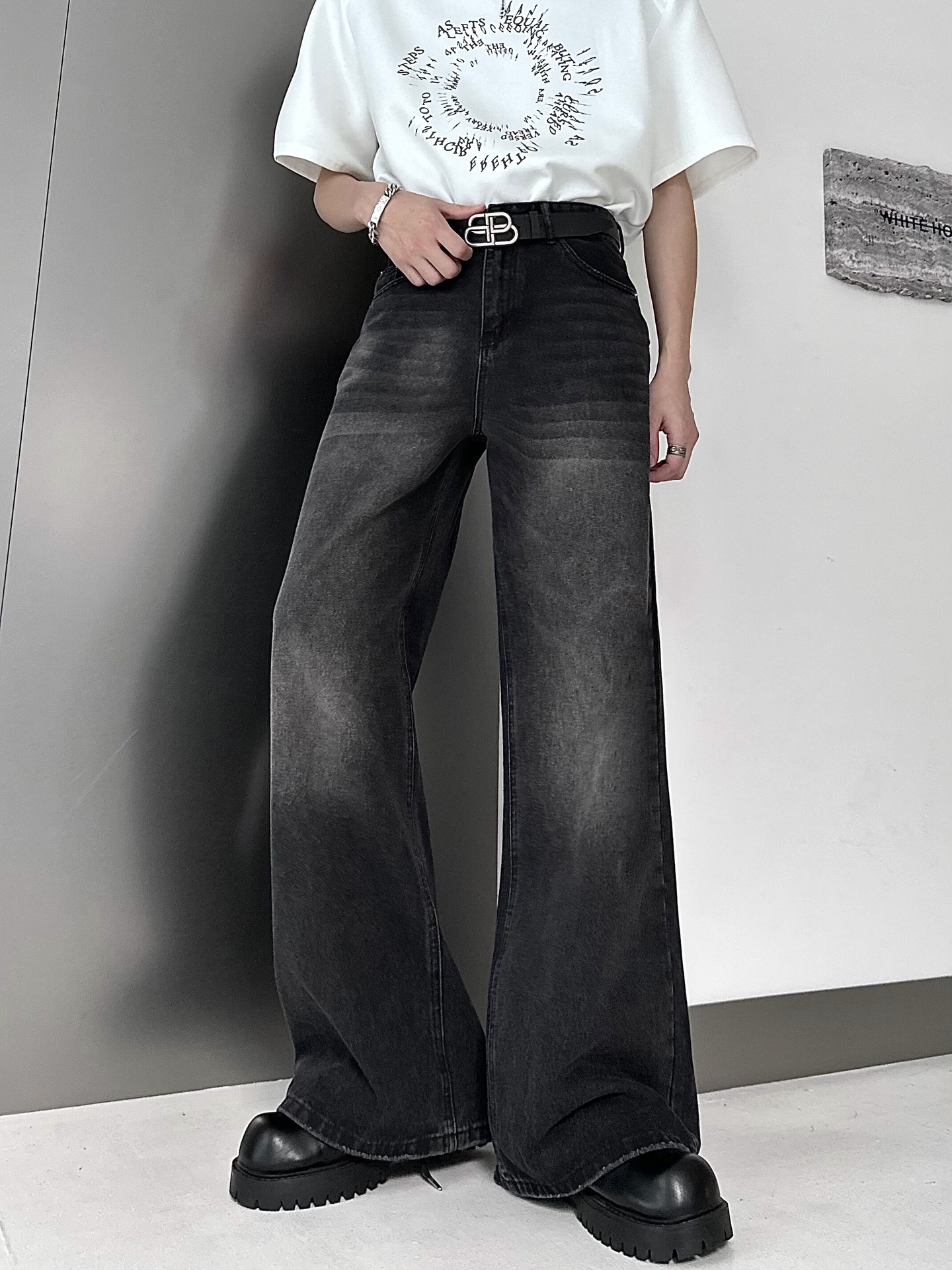 American Vintage Vibe Dressed Jeans Men's and Women's Dipped Loose Straight All-match Wide-leg Trendy Pants for Men