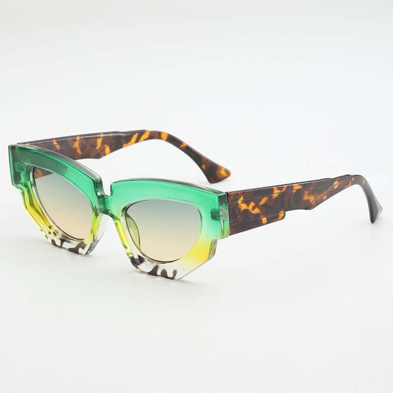 New Style Irregular Cat-Eye Sunglasses, High-End Black Thick-Frame Sunglasses, Anti-Uv Sunshade Glasses, Unisex