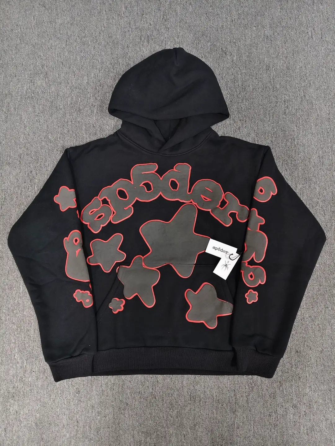 Amazon's Popular Sp5Der Hoodie Spider Web Star Print Loose Velvet Hooded Sweatshirt for Men in Stock
