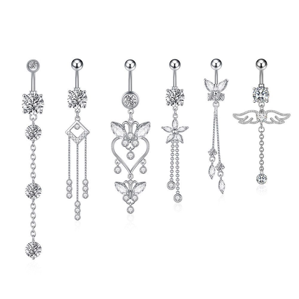Cross-border e-commerce new zircon tassel navel ring navel nail piercing jewelry online wholesale