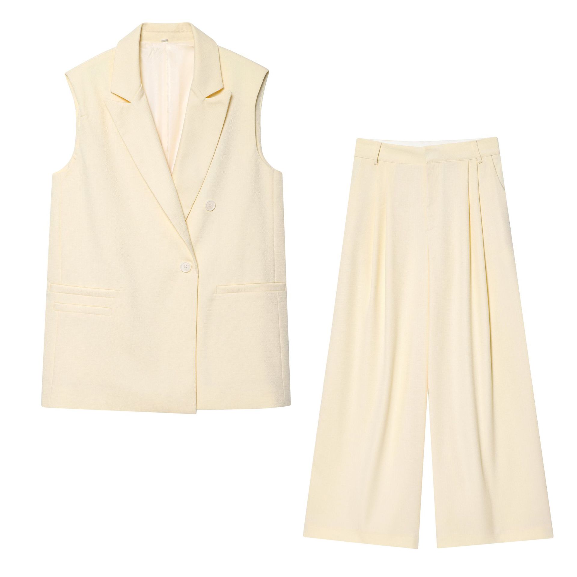 2025 Summer New European and American Style Loose Double-Breasted Vest 8067751 Pleated Trousers 8108751