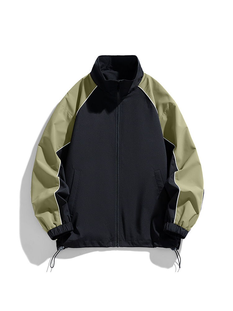 Cross-border Autumn Color-block Aviator Lapel Jacket for Boys Fashion Brand Woven Loose Sports Casual American Jacket for Women