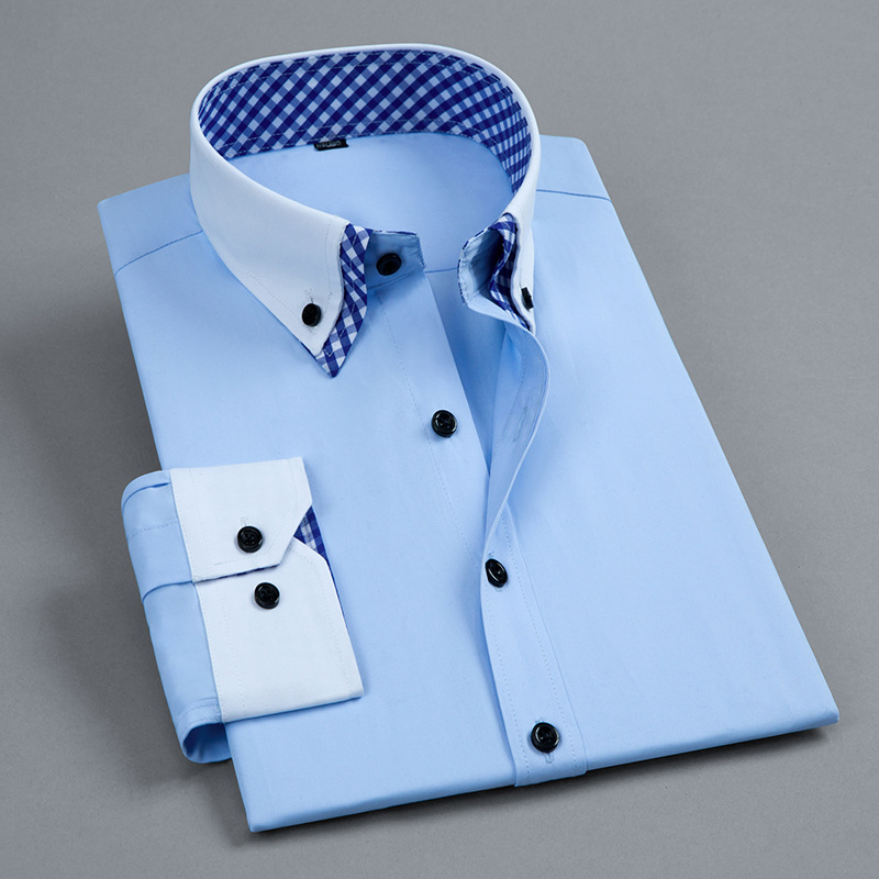 Cross-Border New Style Double-Collar Long-Sleeved Shirt for Men, Fashionable Button-Down Casual Shirt, Best-Selling on Amazon in Europe, America, and Southeast Asia