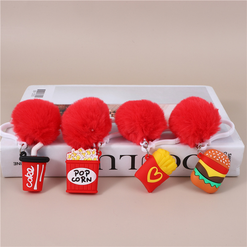 Cute Cartoon Fries, Burgers, Hot Dogs, Cola, Trendy Keychains, Small Doll Pendants, Dolls, Backpack Accessories