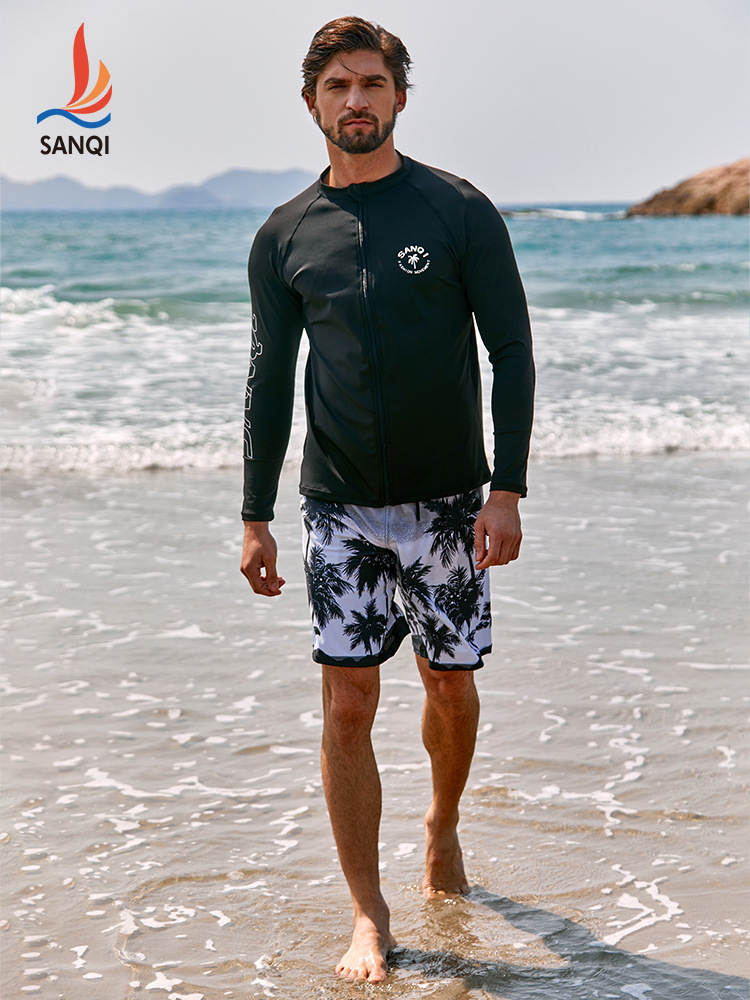 Sanqi Split Swimsuit Men's 2024 New Arrival Anti-Embarrassment Swimming Trunks Long Sleeve Sun Protection Top Swimsuit suit Surfsuit