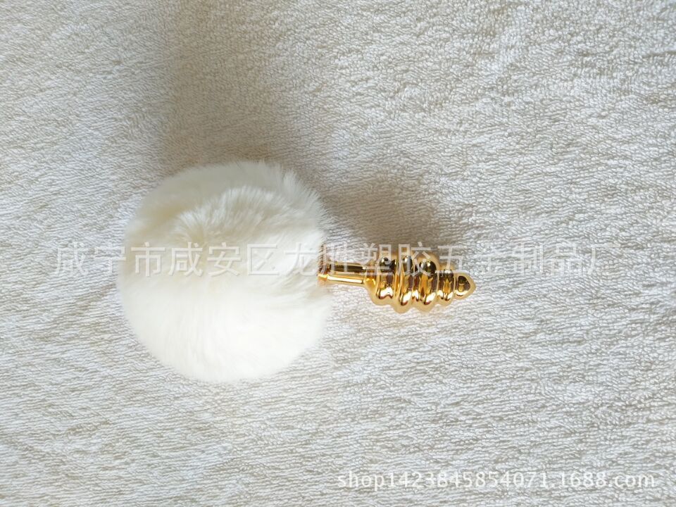 Rabbit fur ball golden thread metal back room anal plug alternative toys sex toys manufacturers wholesale