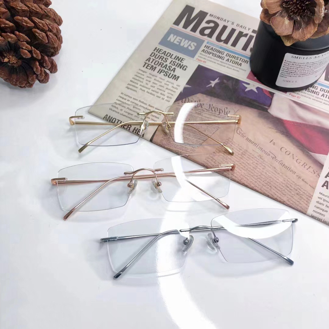 New Metallic Business Glasses P23202 Temperament high quality Sven IP Electroplated Anti-blue Light Borderless Glasses