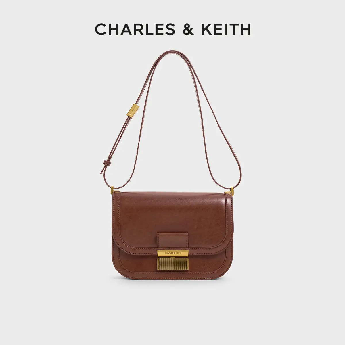 Charles&Keith Spring Women's Bag Ck2- 80781400 Metal Buckle Charlot Tofu Bag Crossbody Bag for Women