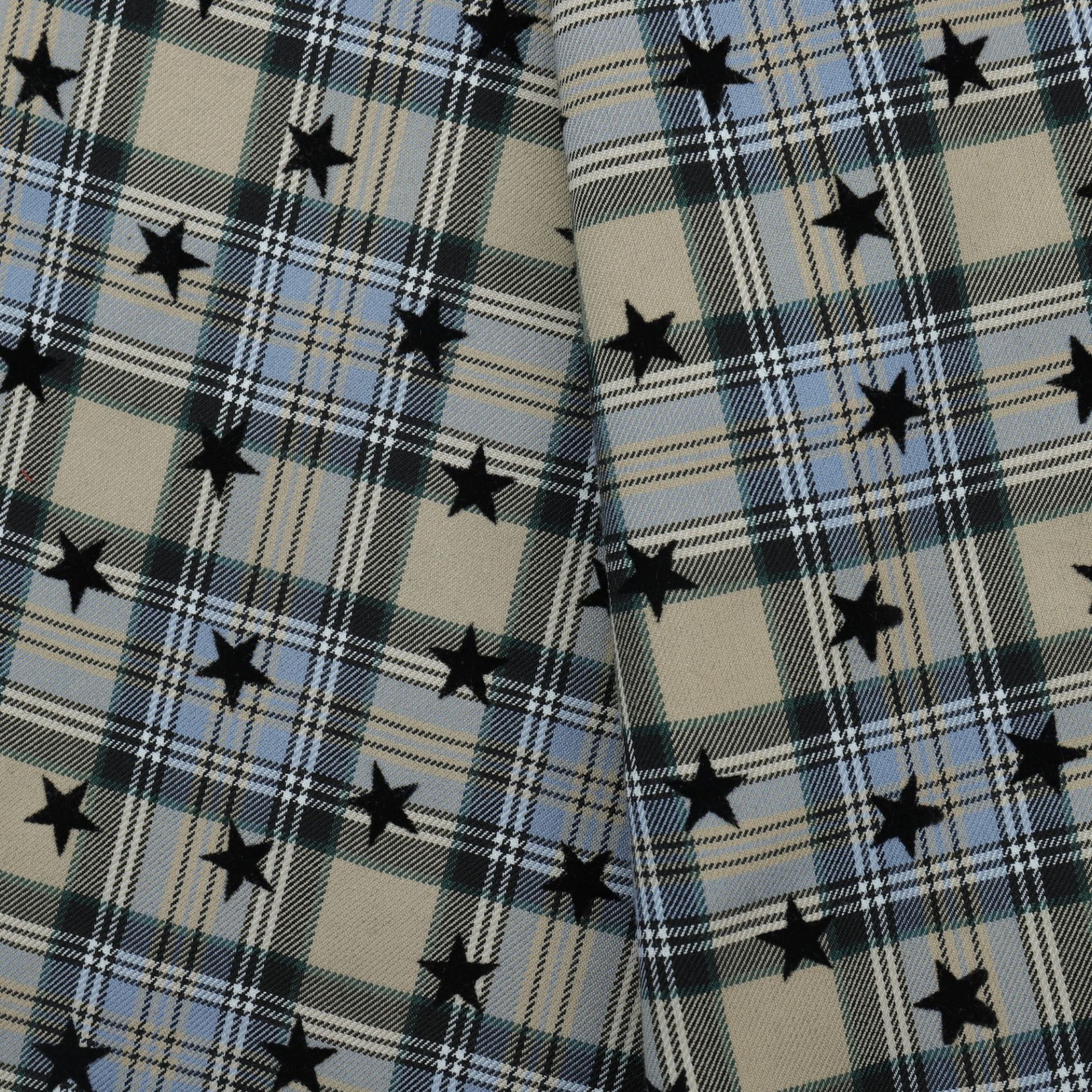 Star Flocked Shirt Lolita Dress American Retro Sweet Cool Sexy Five-Pointed Star Plaid Fashion Fabric