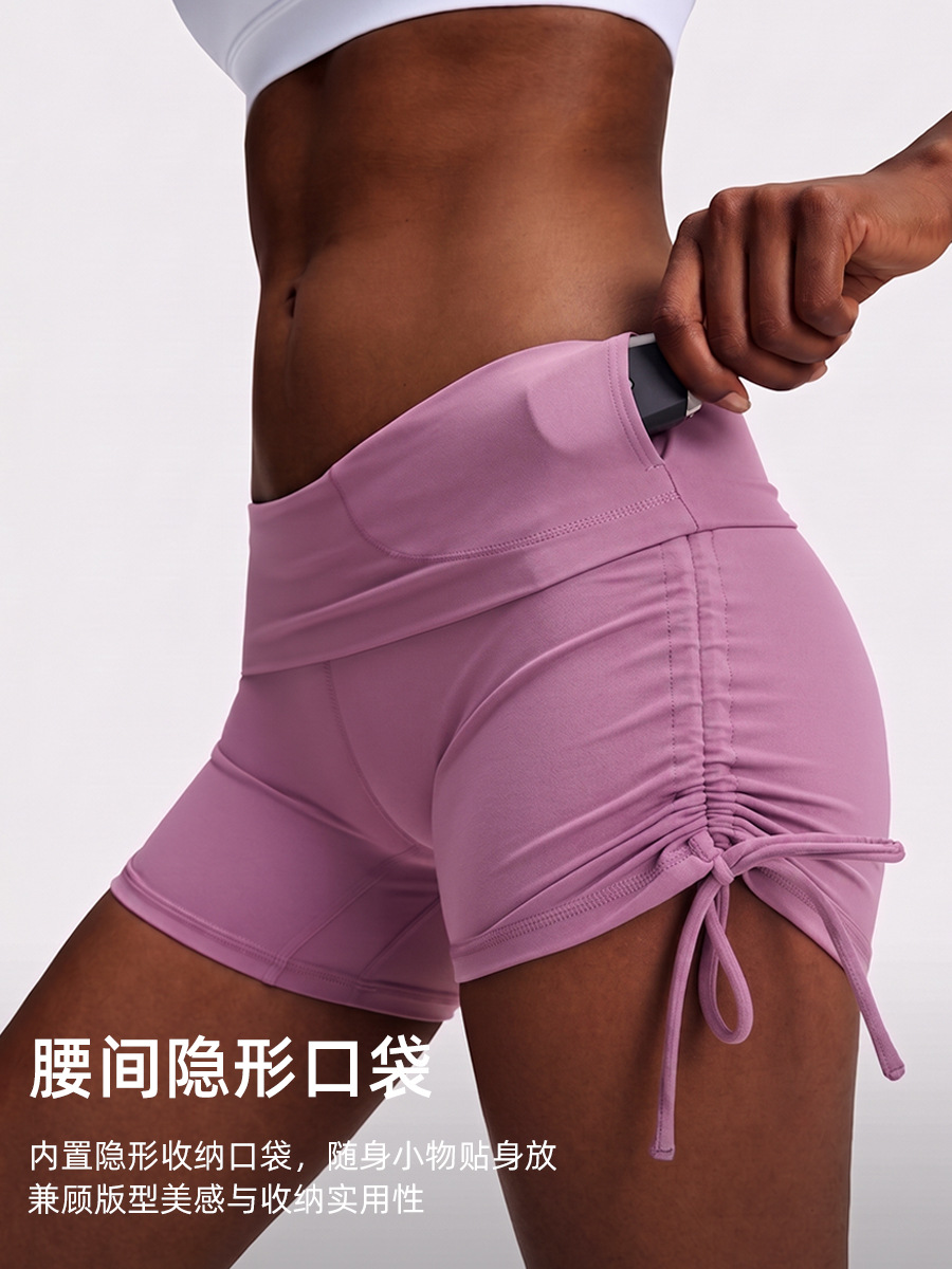 Sports Quick-drying Three-point Pants Women's Fitness Shorts Tight High Waist Peach Hip Lifting Riding Running Drawstring Yoga Shorts
