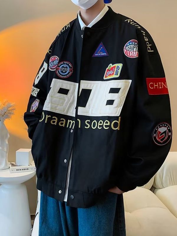 High-end Design Sense Baseball Suit Men's Spring and Autumn Large Size Loose Embroidered Coat for Street-fried Handsome National Fashion Aviator Jacket