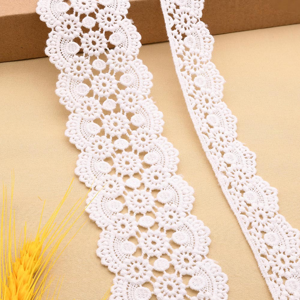 3cm Clothing Lace Accessories White Double Straight Edge Wavy Cotton Lace Wedding Dress Children's Embroidered Lace Flower
