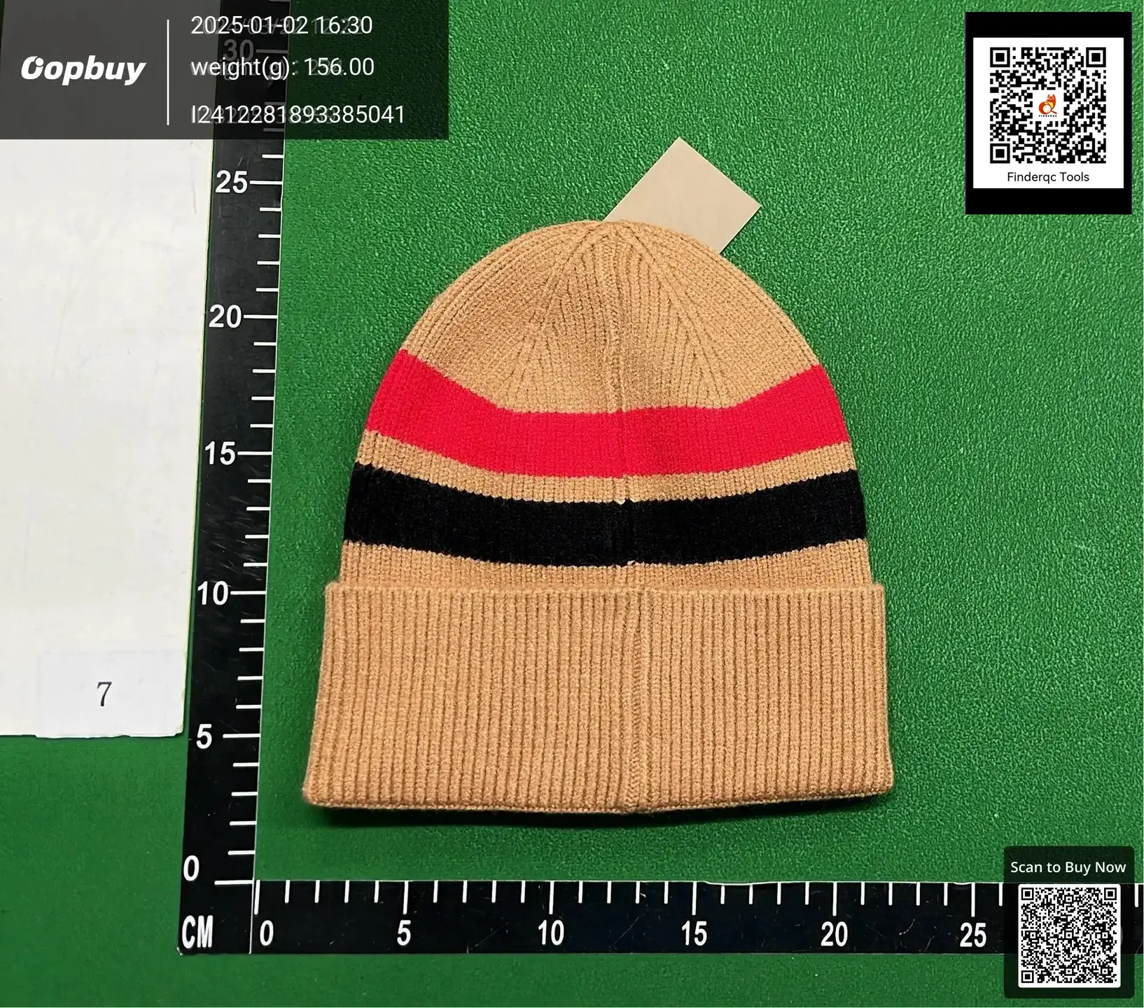Burberry Check Knit Beanie Tan