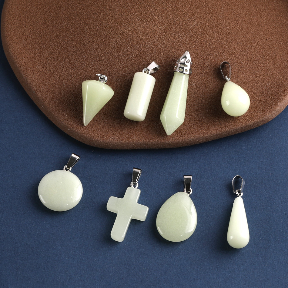 Luminous stone hexagonal column love cross pendant diy handmade necklace bracelet small pendant jewelry material accessories