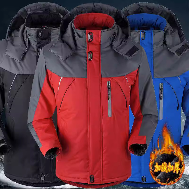 23 Winter Leisure Sports Work Clothes Cotton-padded Clothes Men's Fleece-added Waterproof Rushwork Clothes Outdoor Labor Protection Tooling Coat Cotton-padded Coat