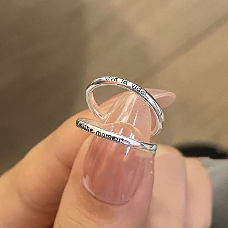 Viva La Vida Life Is Beautiful Letter Ring for Women, Personalized High-End Open Ring, Live in the Moment Tail Ring