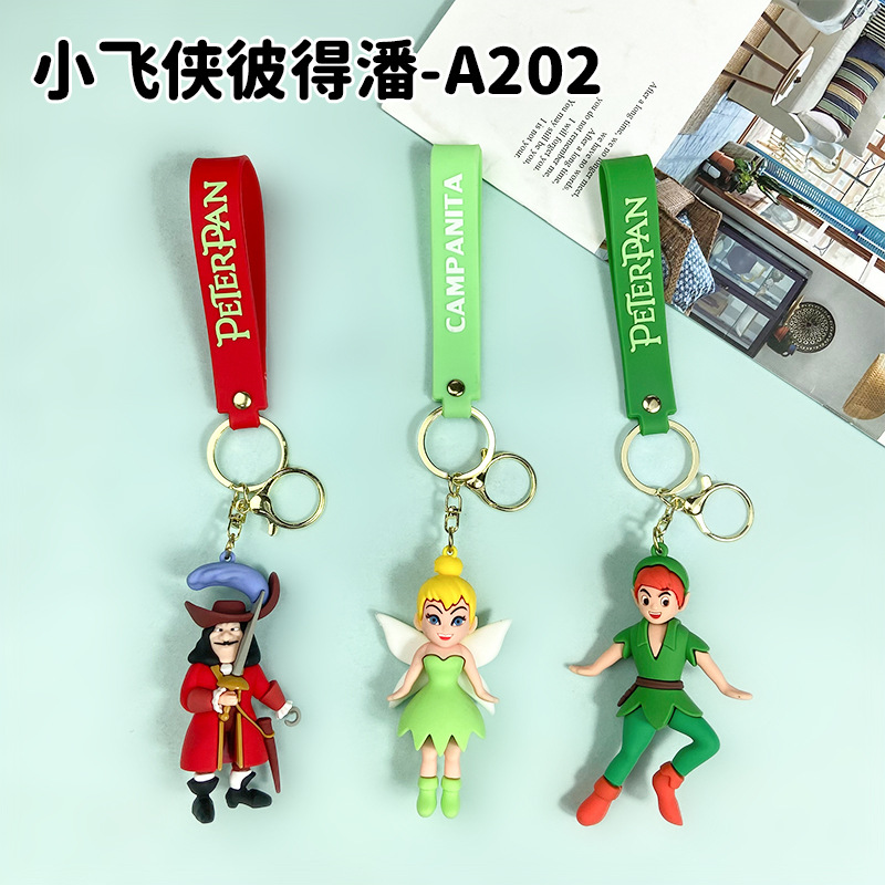 Cross-Border Cartoon Peter Pan Keychain Cute Fairy Trendy Cool Pirate Hook Keychain Bag Pendant
