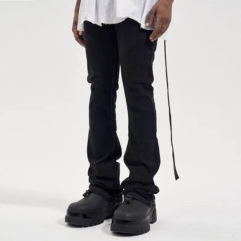 CWHAT High Street RO Style VIBE Style Dark Street Slim Fit Elastic Men's Trendy Brand Micro Horn Jeans