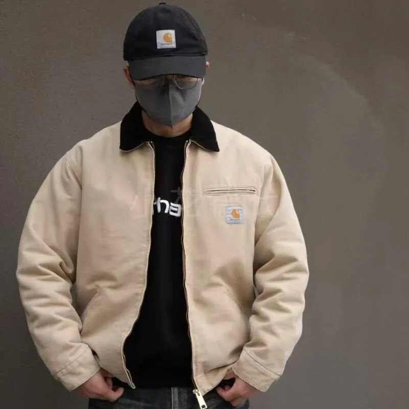 Carhartt Detroit Workwear J01 Jacket, Vintage Canvas Autumn/Winter Style, Lapel-Collar American-Style Unisex Coat