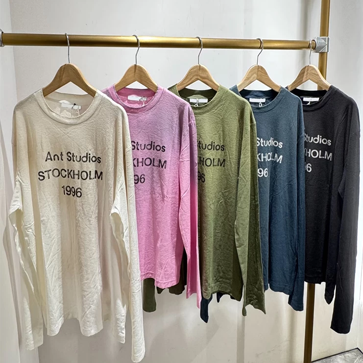 Share preference 1996 vintage casual loose letter printed long sleeved T-shirt for men and women trendy brand