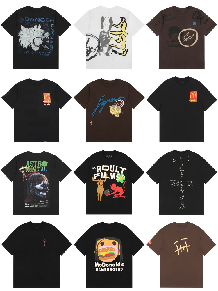 American Niche Trendy Brand Travis Scott Joint Short-Sleeved Men's and Women's Fog High Street T-Shirt Spring and Summer Vtg Half-Sleeve