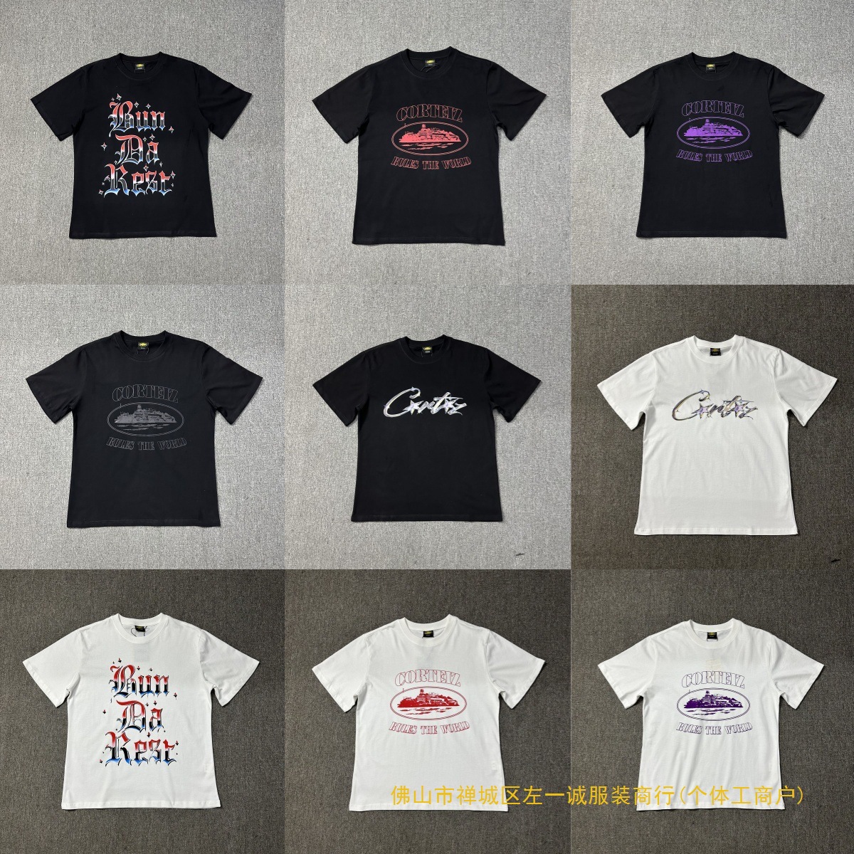 Alcatraz Trendy American Series T-Shirt Short-Sleeved Letter Logo Printed Fashion Cortiez Short-Sleeved Trendy T-Shirt