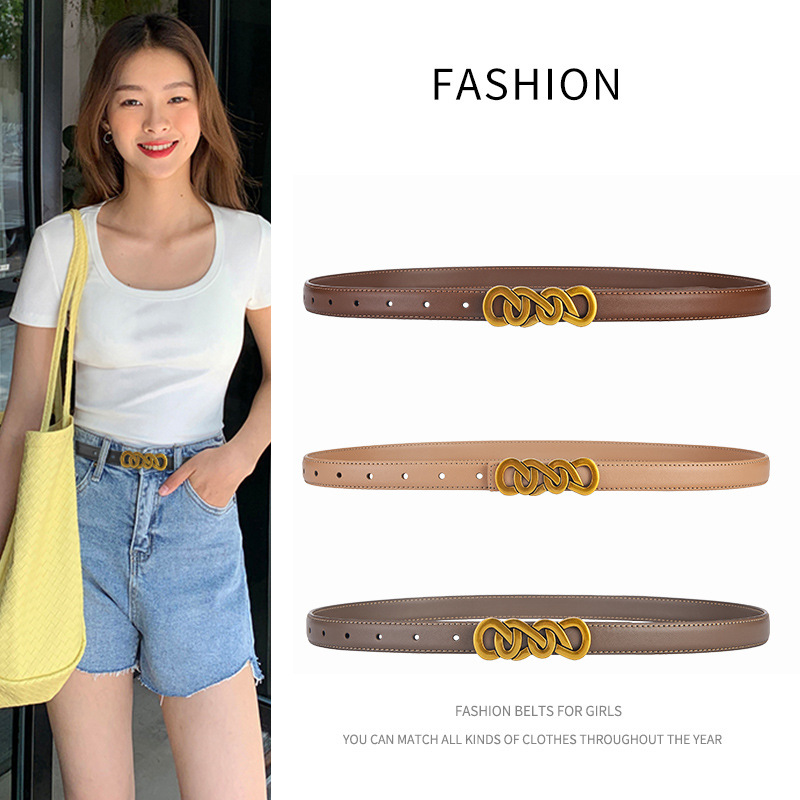 Women's belt Women's twist vintage buckle belt simple all-match jeans suit dress belt Women's wholesale