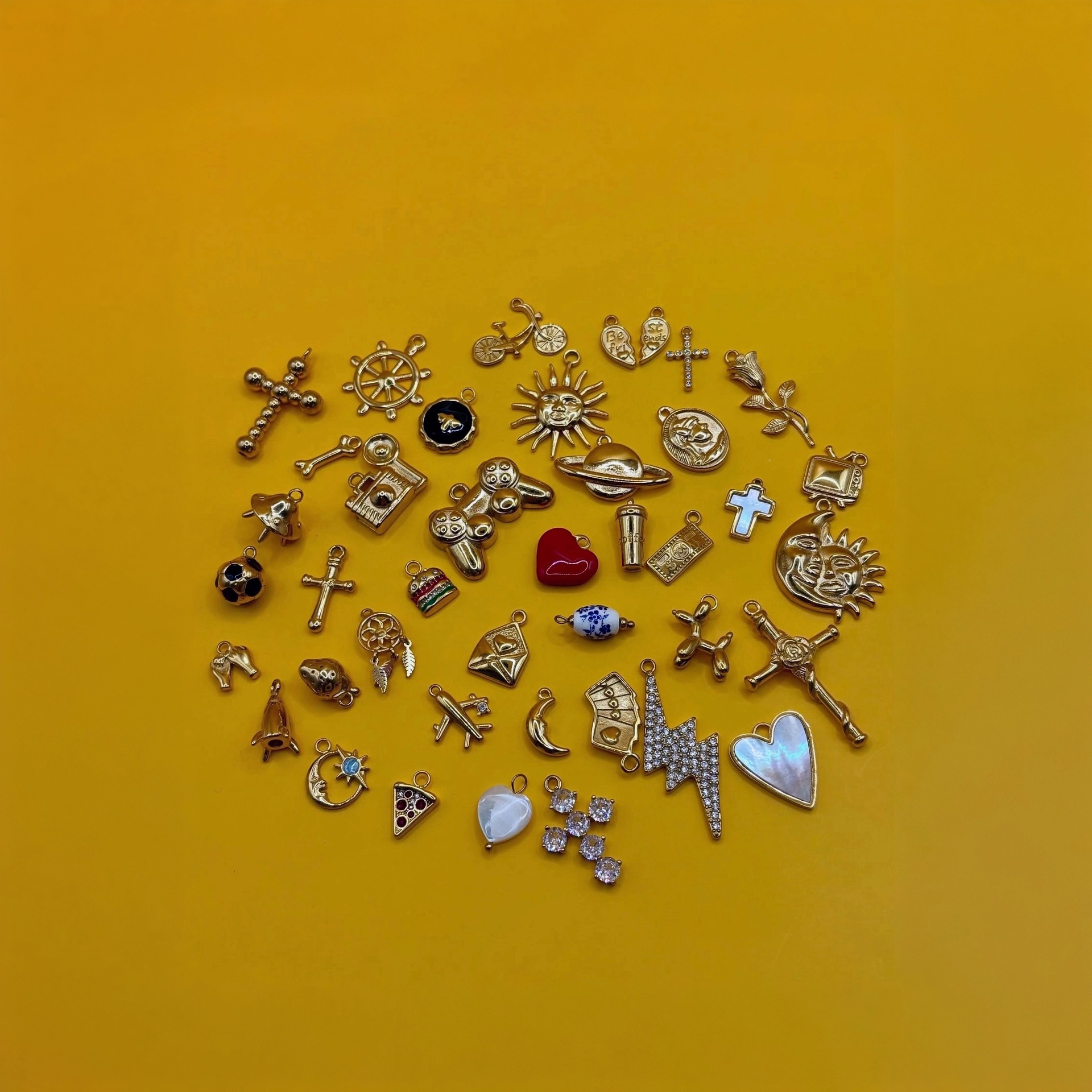 Titanium Steel DIY Small Pendant Necklace for Women Butterfly Heart Sun Cross Zircon Necklace Boots Bracelet for Women