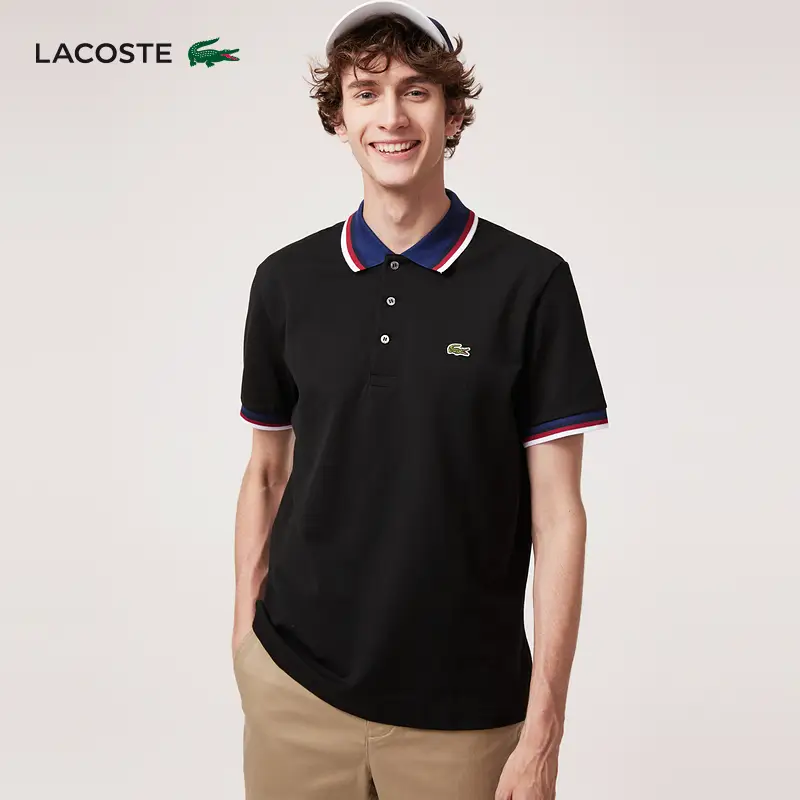 Lacoste French Crocodile Men's Classic Business Contrast Color Work Clothing Style Short-Sleeved T-Shirt Polo Shirt | Ph3461