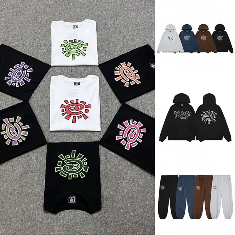 ADWYSD Sun Roll fleece-lined Hooded Sweater Casual Trousers High Street Couples Short Sleeve T-Shirt Pants suit Hoodie