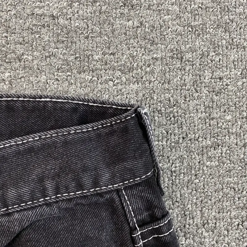 Trendy Fashion Stars Embroider Logo Washed Wide Leg Denim pants