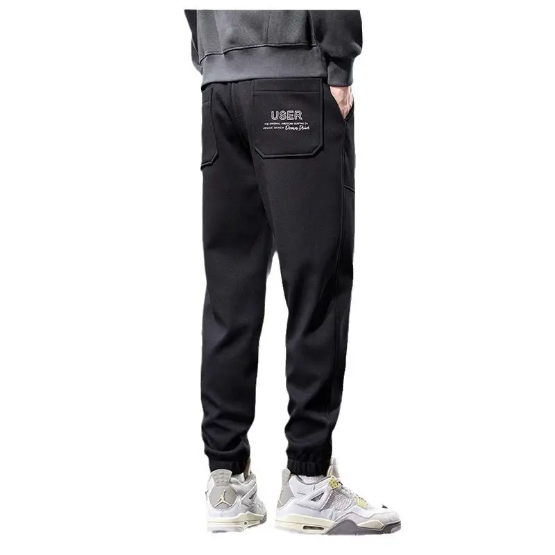 Autumn and Winter Loose Leg Casual Sweat Pants fleece-lined Thickened 2024 New Winter Trendy Men's Sports Long Pants