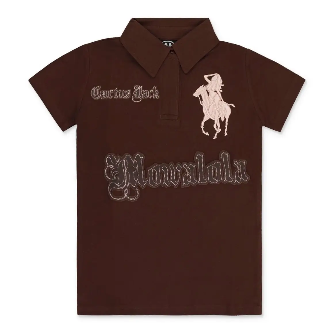 Mowalola joint travis scott opium Houston horse Embroider Pearl polo shirt