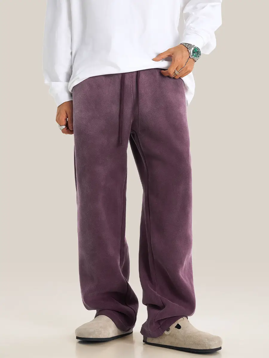 Self-Heating, Cold-Proof, and Warm 332g Autumn and Winter New Style Fleece-Lined Straight-Leg Casual Sports Pants with Enhanced Silhouette
